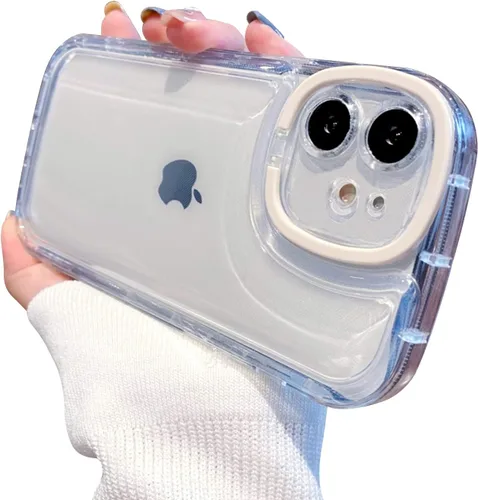 Vista 10 de Ownest Funda compatible con iPhone 12 con función atril transparente, diseño creativo con soporte para cámara para TPU delgada, a prueba de golpes