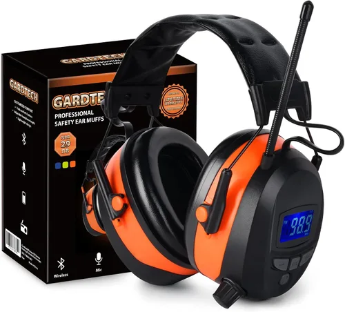 Vista 8 de Gardtech Protección auditiva con Bluetooth, orejeras de radio FM, NRR 29dB, auriculares de protección auditiva con cancelación de ruido con MP3