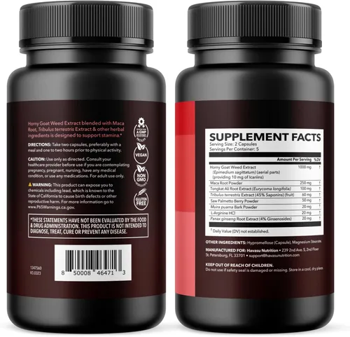 Vista 8 de Cápsulas unisex de hierba Epimedium para hombres y mujeres - Fuerza extra y apoyo energético con Tongkat Ali, Muira Puama y palma enana americana