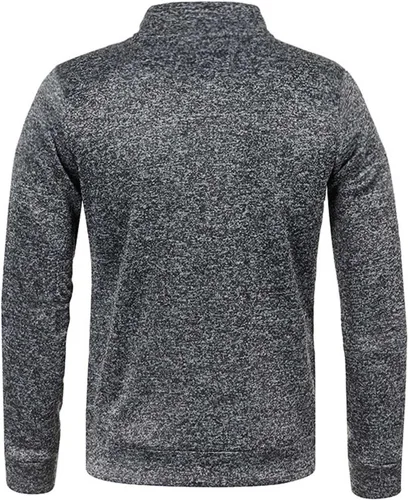 Vista 4 de Suéter térmico con forro polar para hombre, con cremallera de un cuarto, para invierno, ligero, suave, sudadera atlética con solapa