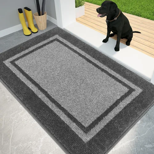Vista 15 de PURRUGS Tapete para puerta con atrapamiento de suciedad, 20 x 32 pulgadas, antideslizante, lavable a máquina, tapete de entrada, tapete para puerta