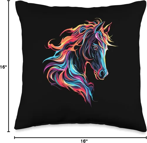 Vista 4 de Horse Related Gifts For Girls Western Graphic Cojín para equitación ecuestre para mujeres y niñas, 16 x 16 pulgadas, multicolor
