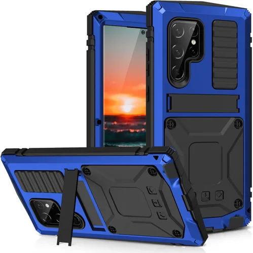 Vista 18 de Simicoo Samsung S22 - Funda de metal con protector de pantalla y protector de cámara, resistente a los golpes, con soporte, cubierta completa
