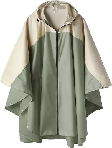 Vista 27 de SaphiRose - Poncho de lluvia unisex impermeable con capucha para mujeres adultas con bolsillos A-negro-blanco