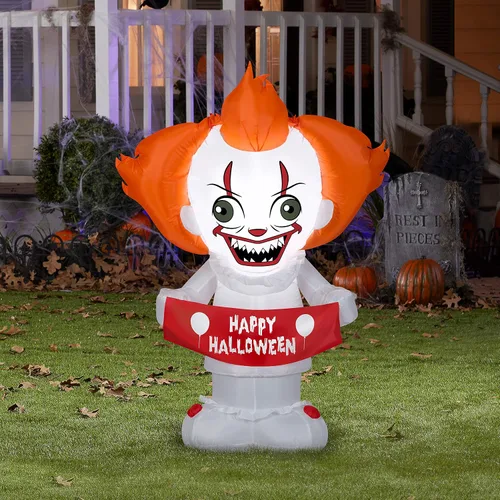 Vista 5 de Gemmy Airblown estilizado Pennywise Warner Brothers, 4 pies de alto, multicolor
