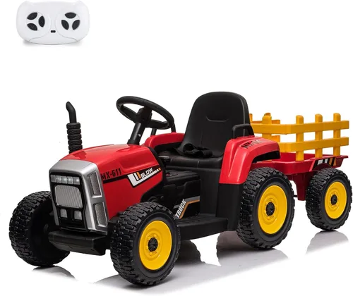 Vista 8 de Nasitip Tractor eléctrico con batería de 12 V con remolque y control remoto Azul