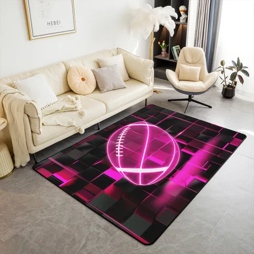 Vista 18 de Erosebridal Tapete de fútbol para interiores de 3 x 5 pulgadas, alfombra de fútbol neón para niños, adolescentes, hombres, brillantes, geométricas