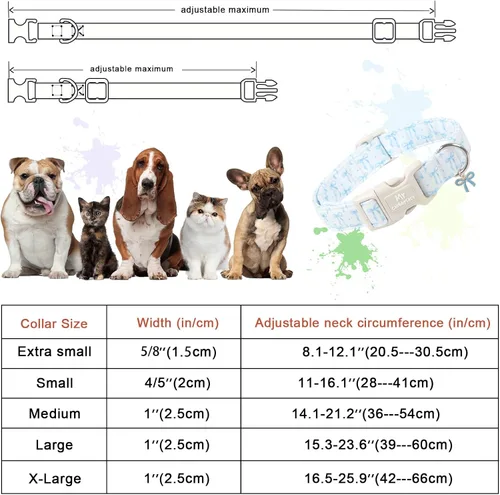 Vista 6 de MR.CHUBBYFACE· Collar de perro de San Valentín azul, lindo collar de cachorro con lazo azul, collar ajustable de algodón para mascotas con hebilla
