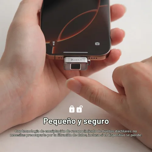 Vista 6 de ADAM ELEMENTS iKlips S USB-C Nano Touch 256 GB Unidad flash externa SSD cifrada por huellas dactilares, almacenamiento portátil para iPhone 15/16/17
