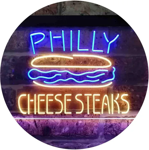 Vista 15 de ADVPRO Philly Cheese Steaks Café - Letrero de neón LED de doble color, azul y rojo, 24 x 16 pulgadas st6s64-i3850-br