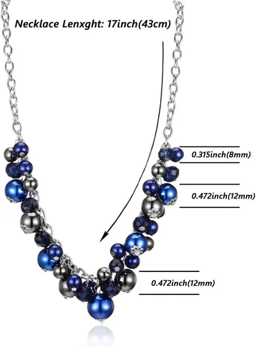 Vista 6 de Collares con colgante de cadena corta para mujer, joyería de moda de plata con perlas y cuentas de cristal, regalos de cumpleaños para mujer