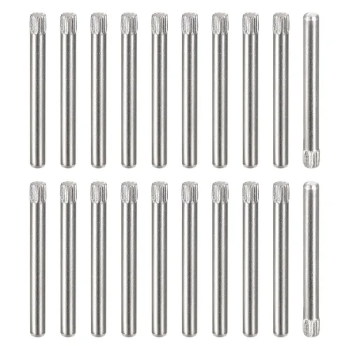 Vista 51 de uxcell Pasadores de acero inoxidable 304 de 0.05 x 0.236 pulgadas, 20 pines de cabeza moleteada con extremo biselado plano, clavijas de madera