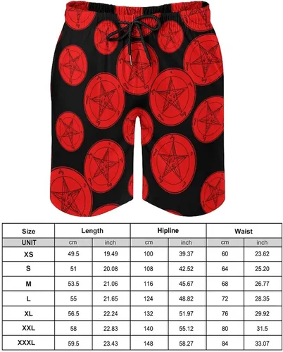 Vista 2 de Satanic Baphomet - Pantalones cortos de playa con símbolo de cabra con forro de malla, de secado rápido, cintura elástica con cordón