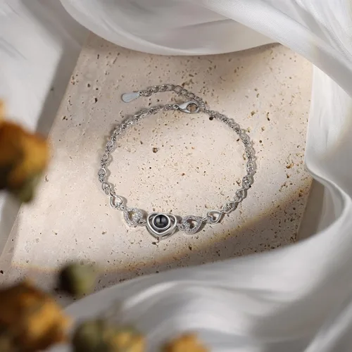 Vista 5 de Jewelstruck Pulsera con imagen en el interior, pulsera personalizada de proyección de fotos, pulsera conmemorativa personalizada para mujeres