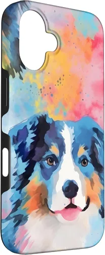 Vista 3 de Australian Shepherd Watercolor Tie Dye Case for iPhone 16