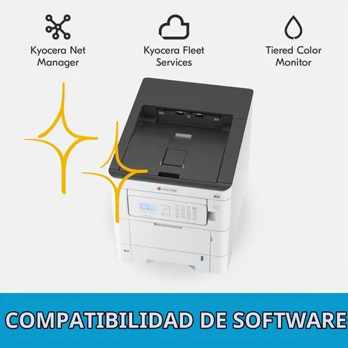 Vista 5 de Impresora láser a color KYOCERA ECOSYS PA3500cx 37 ppm, 1200 dpi, Ethernet Gigabit, pantalla LCD de 5 líneas con panel de control de teclas duras