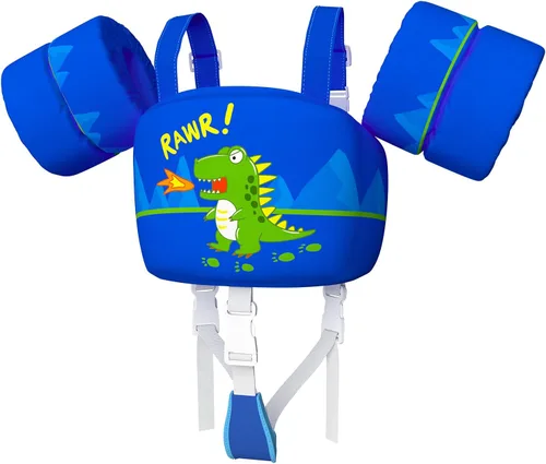 Vista 11 de Chaleco de natación para niños pequeños, apto para niños de 28 a 70 libras, flotadores para niños y niñas, ayuda a la natación, entrenamiento, traje