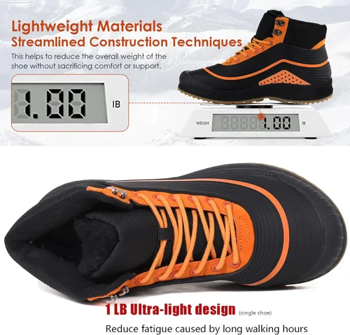 Vista 4 de ulogu Men's Snow BootsWaterproof Insulated Fur Lined BootiesLightweight Winter Shoes