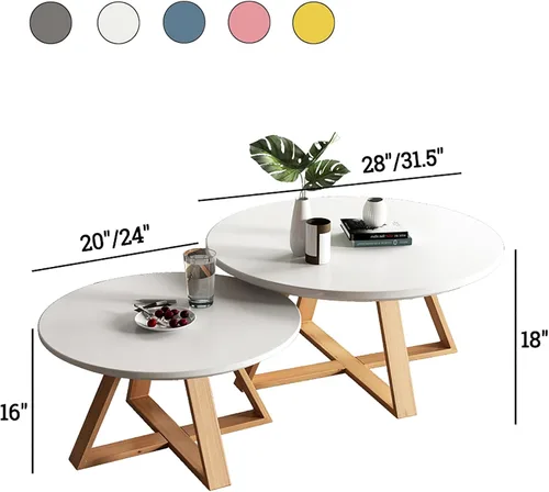Vista 2 de HM&DX Mesa auxiliar de madera maciza, moderna mesa de centro redonda para sala de estar, mesa auxiliar de madera de granja, mesa auxiliar pequeña