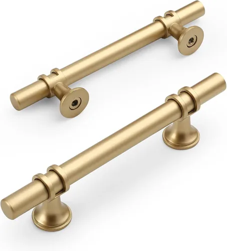 Vista 29 de Amerdeco ZH0050 - Paquete de 10 pomos de bronce champán para gabinetes, barra en T de 2 pulgadas, manijas de gabinete de cocina, manijas