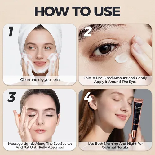 Vista 8 de Crema de retinol para debajo de los ojos – Crema de ojos antienvejecimiento para hinchazón y bolsas debajo de los ojos y arrugas, reafirmante e