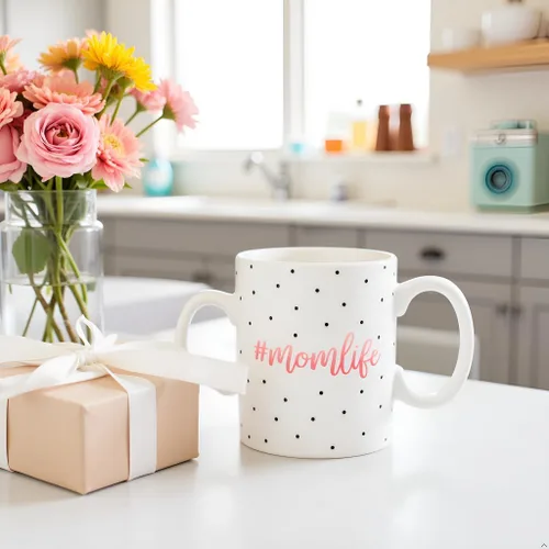 Vista 8 de Little Pear Taza Mom Life, Taza de Café de Cerámica, Regalo Ideal para Madres Nuevas y Futuras, Apta para Lavavajillas y Microondas, 13 onzas