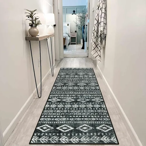 Vista 8 de Lahome Alfombra tribal bohemia de 2 x 3 pulgadas, lavable, antideslizante, para interiores y 2 x 6 pulgadas, color negro y blanco, alfombra