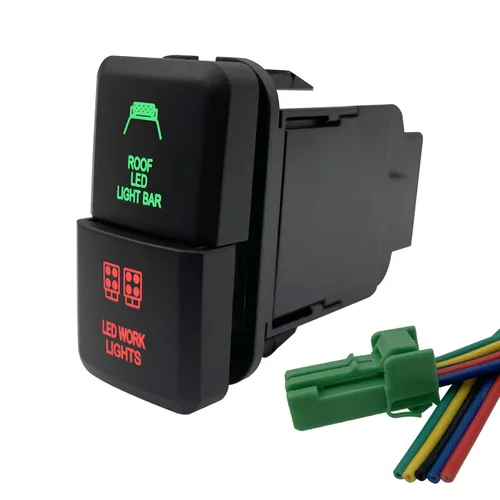 Vista 9 de Compresor de aire y Interruptor de botón doble de bloqueo de diferencial trasero para Toyota Tacoma Prado Fortuner Hilux 39mm X 21mm