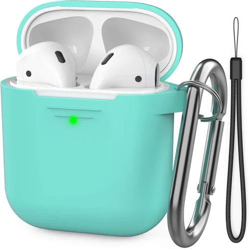 Vista 22 de AhaStyle Funda Protectora de Silicona Mejorada [LED Frontal Visible] Compatible con Apple AirPods 2 y 1 (Negro)
