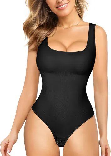 Vista 13 de Nebility Body moldeador de cintura sin costuras con cuello redondo y control de abdomen para mujer Beige