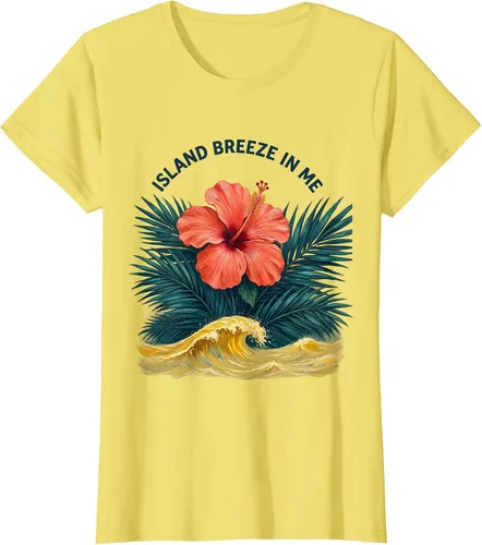 Vista 4 de Island Breeze In Me Hawaiian Design T-Shirt Golden Yellow
