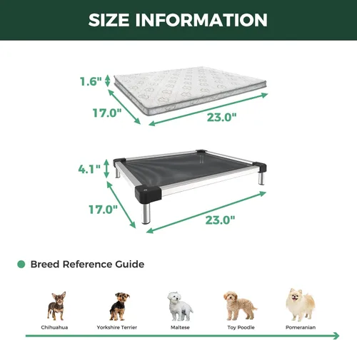 Vista 6 de FXW TitanNest Cama Elevada para Perros a Prueba de Masticación, Catre Elevado para Uso Interior/Exterior/Camping, Cama Refrescante para Mascotas