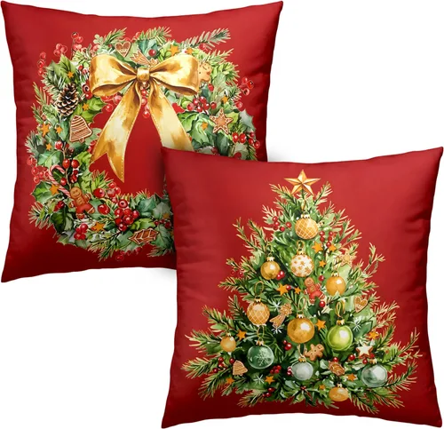 Vista 40 de Juego de 2 fundas de almohada abstractas bohemias de 16 x 16 pulgadas, modernas fundas de almohada de mediados de siglo, diseño de hojas verdes