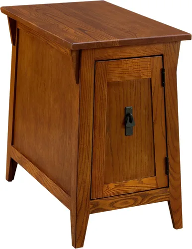 Vista 12 de Leick Home Laurent 10537 - Mesa auxiliar con lámpara, madera maciza, con cajón y estante, cereza chocolate