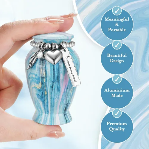 Vista 4 de Dletay Urnas pequeñas personalizadas para cenizas humanas, recuerdo de 2.85 pulgadas, mini urna de cremación conmemorativa para mujeres y hombres