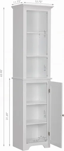 Vista 3 de UTEX Armario de almacenamiento alto para baño con puertas y estantes
