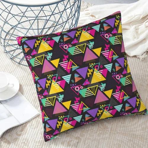 Vista 5 de Fundas de almohada geométricas estilo retro de los años 80 de 18 x 18 pulgadas, funda de almohada para dormitorio, sofá, decoración de casa