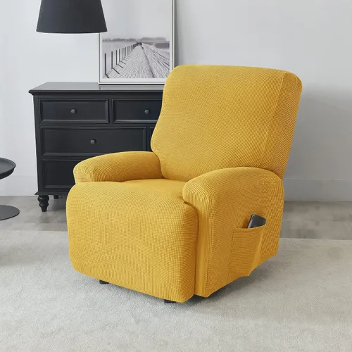 Vista 2 de CONRUSER Funda elástica para sillón reclinable, 4 piezas, funda gruesa para sofá de un solo asiento, funda de jacquard suave para sillón reclinable