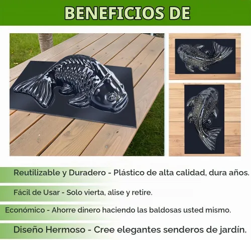Vista 7 de Moldes de cemento para peces 3D, plástico ABS de 0.079 in, molde de hormigón a escala de pescado, decoración de piedra de pez, molde de plástico