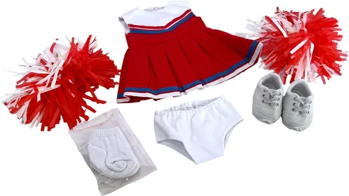 Vista 3 de MBD Traje de animadora roja para muñecas de 18 pulgadas, ropa de muñeca de moda
