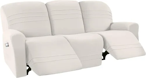 Vista 15 de Juego de fundas elásticas para sofá reclinable de 5 piezas, funda ajustada para sofás reclinables de 3 cojines, tela ultrasuave, lavable a máquina