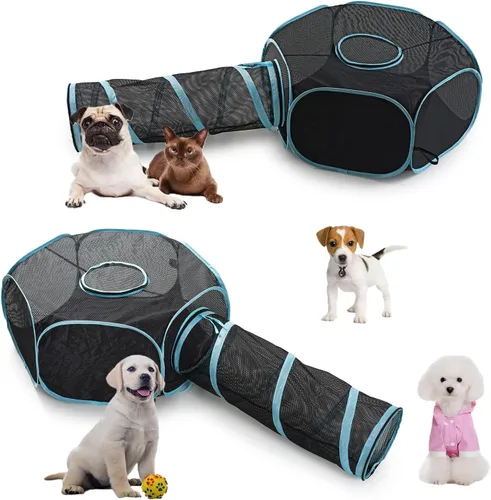 Vista 10 de INTURN Tienda de campaña de muebles para gatos para interiores y exteriores, túneles portátiles para gatos, perrera al aire libre (túnel de 10 pies)