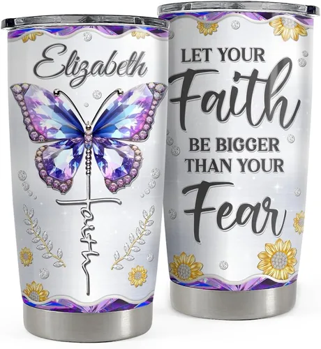 Vista 19 de SANDJEST Vaso personalizado Reina Negra de la Fe con Biblia de 20oz/30oz con tapa, regalo para mujeres afroamericanas, chica negra, aliento