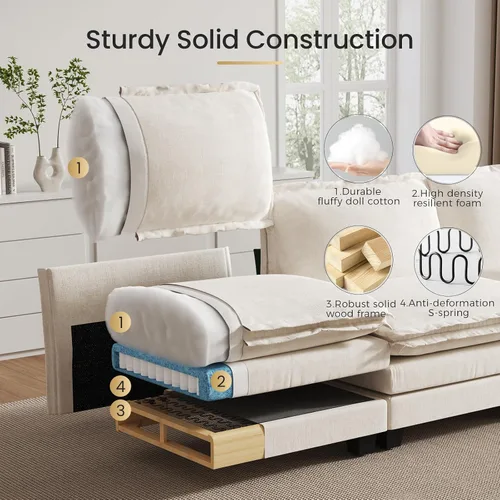 Vista 6 de KKL Sofá Seccional Modular de 89 Pulgadas, Sofá de Amor de 2 Asientos Sofá Nube con Asiento Profundo, Sofás Seccionales de Chenilla para Sala