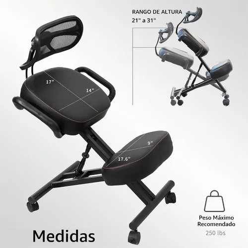 Vista 4 de DRAGONN by VIVO - Silla ergonómica negra con soporte para espalda