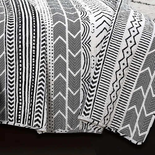 Vista 5 de Lush Decor Hygge Geo - Juego de ropa de cama de 3 piezas, diseño de rayas, tamaño king, negro y blanco