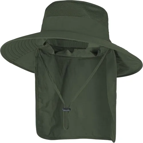 Vista 11 de Sombreros de sol para hombres y mujeres, sombrero de pesca UPF 50+ transpirable de ala ancha Beige