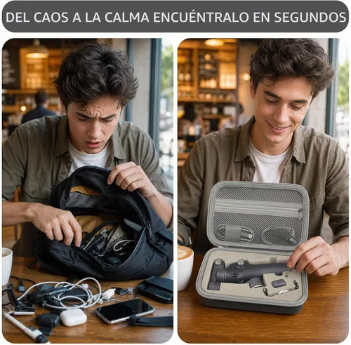 Vista 5 de Comecase Osmo Mobile 8/7P - Funda compatible con DJI OM 8/OM 7 Pro/7 Gimbal Stabilizer, bolsa de viaje con bolsillo de malla y acolchado de esponja