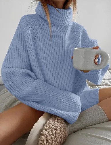 Vista 9 de ZESICA Women's 2024 Winter Sweaters Oversized Turtleneck Long Sleeve Chunky Knitted Pullover Sweater Jumper Tops