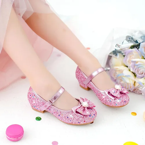 Vista 8 de Furdeour Zapatos de vestir para niñas, zapatos de princesa Mary Jane para bodas, flores, damas de honor, tacones con purpurina para niños pequeños